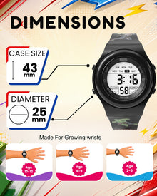 Spiky MB05 Avengers Theme Digital Kids Watch with 7-Color LED Backlight
