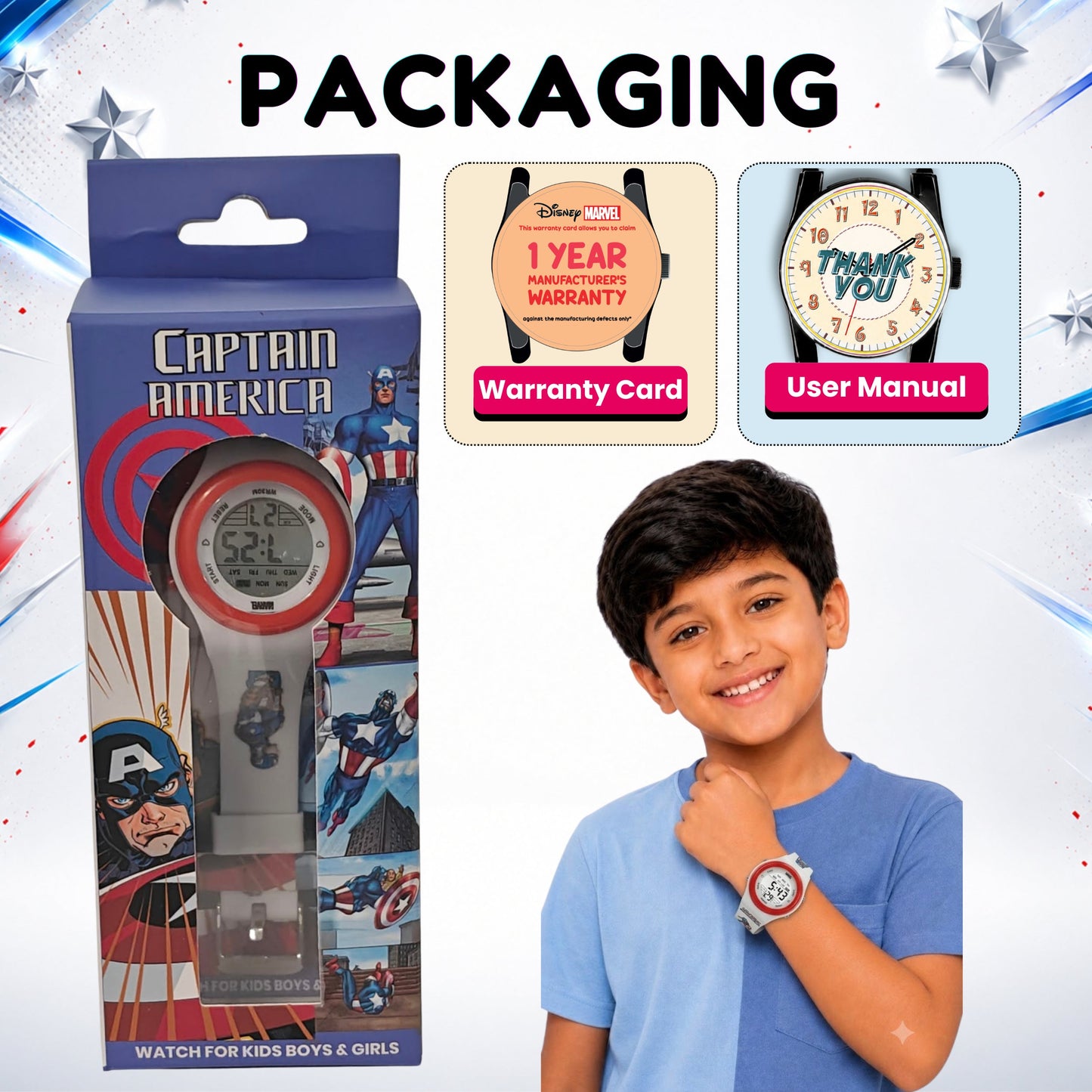 Spiky MB05 Captain America theme Digital Kids Watch
