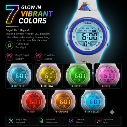 Spiky MB05 Frozen Theme Digital Kids Watch with 7-Color LED Backlight