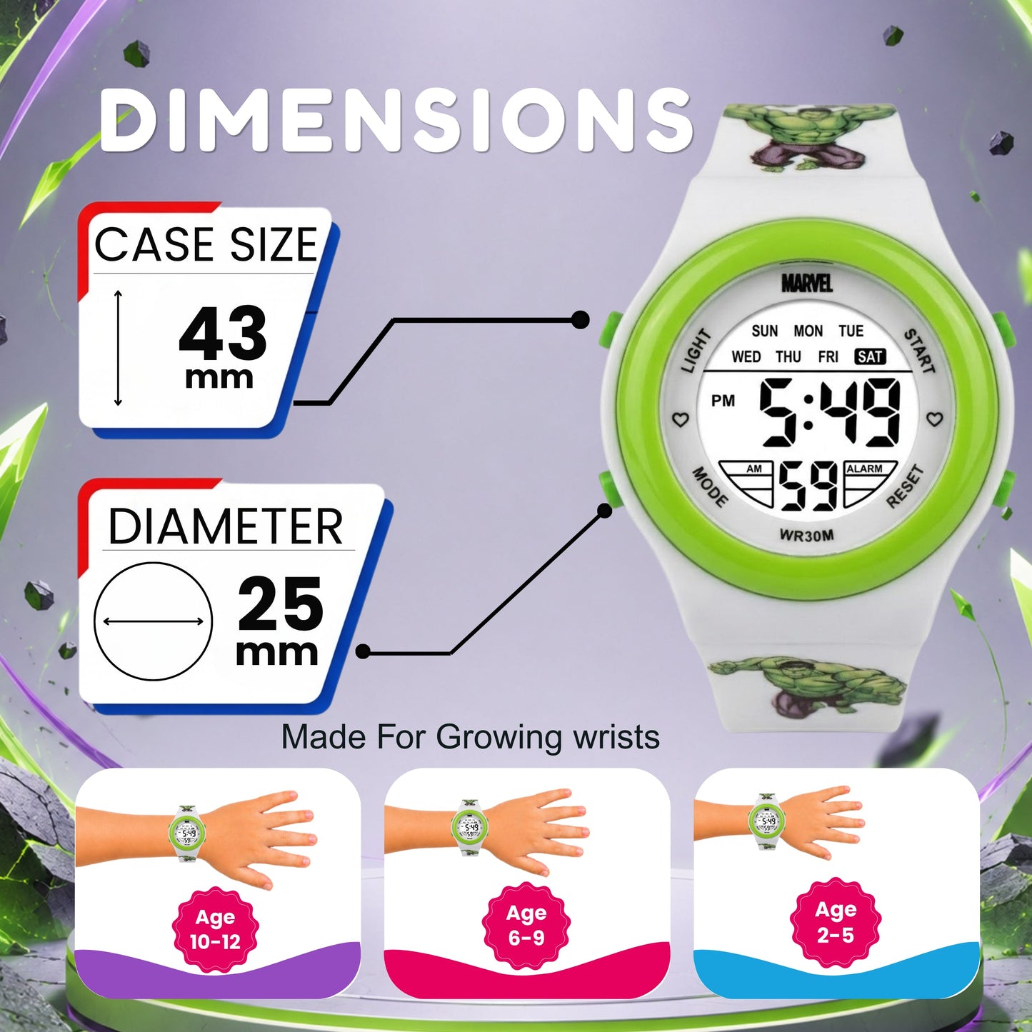 Spiky MB05 Superhero Hulk theme Digital Kids Watch