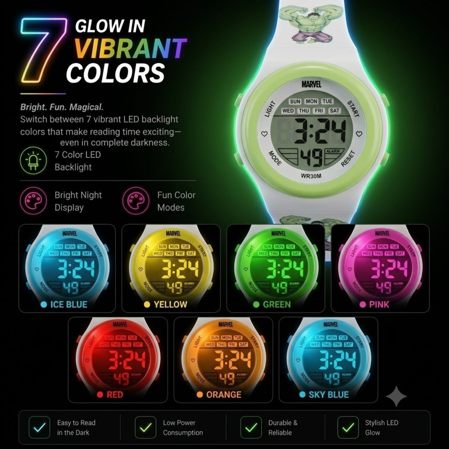Spiky MB05 Superhero Hulk theme Digital Kids Watch