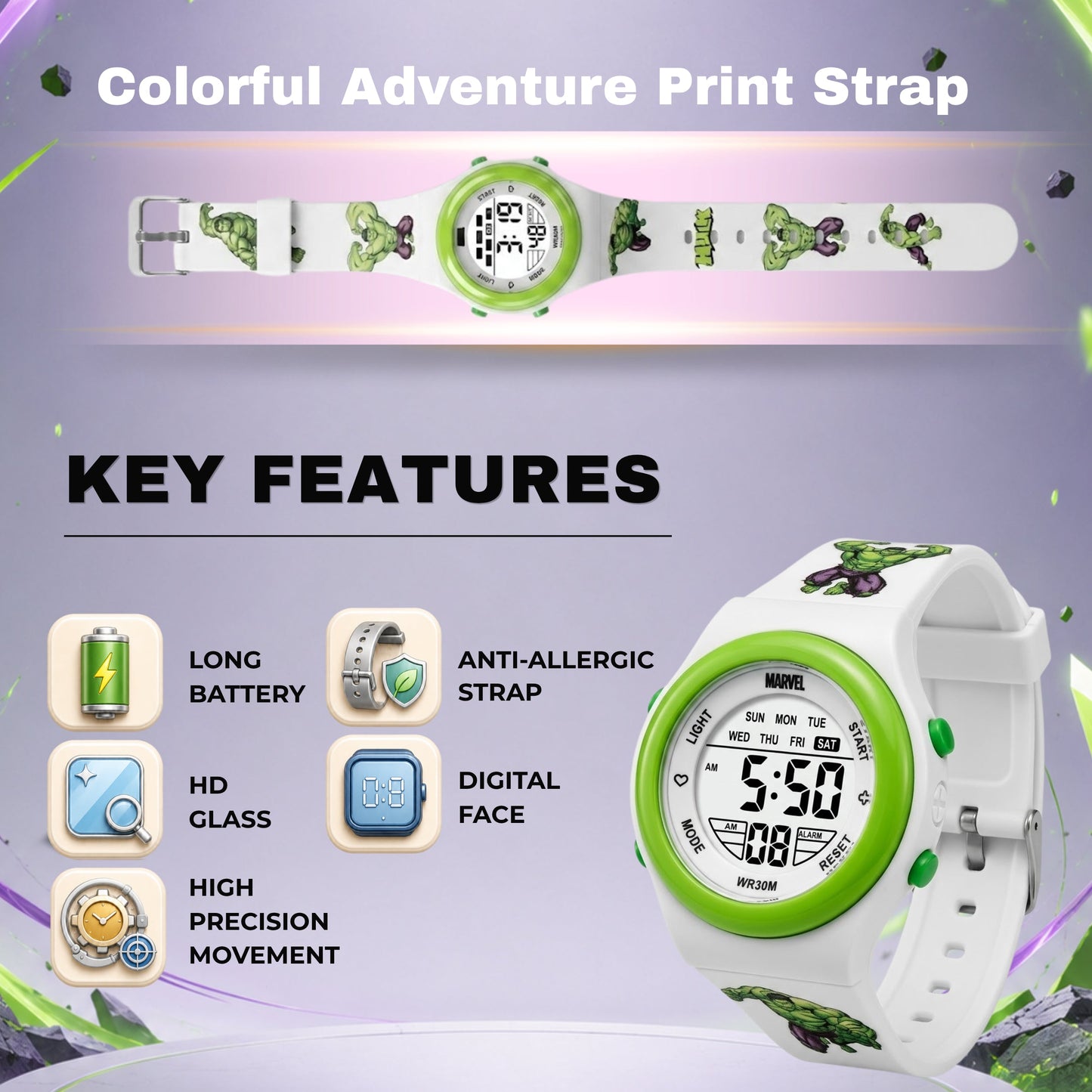 Spiky MB05 Superhero Hulk theme Digital Kids Watch