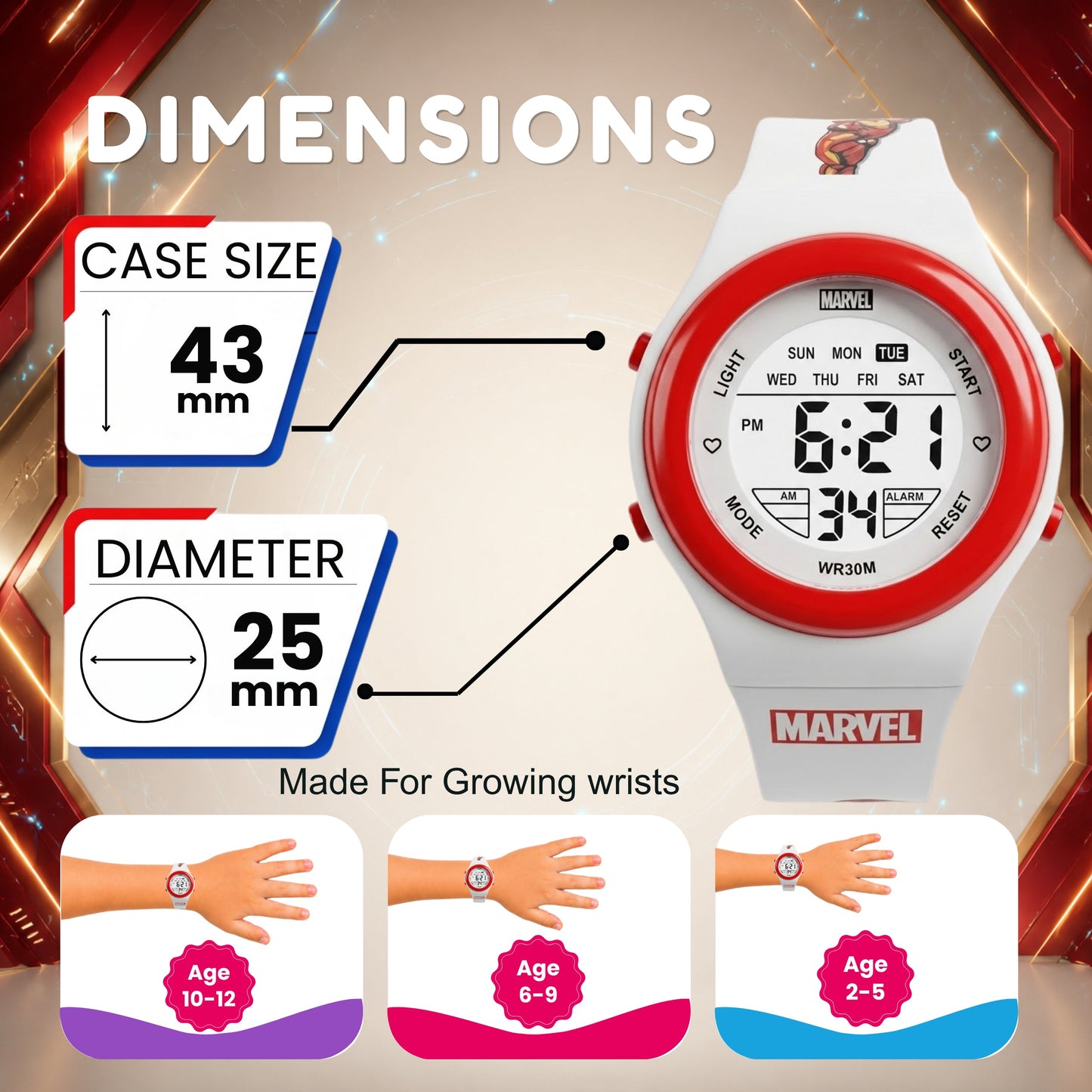 Spiky MB05 Iron Man theme Digital Kids Watch