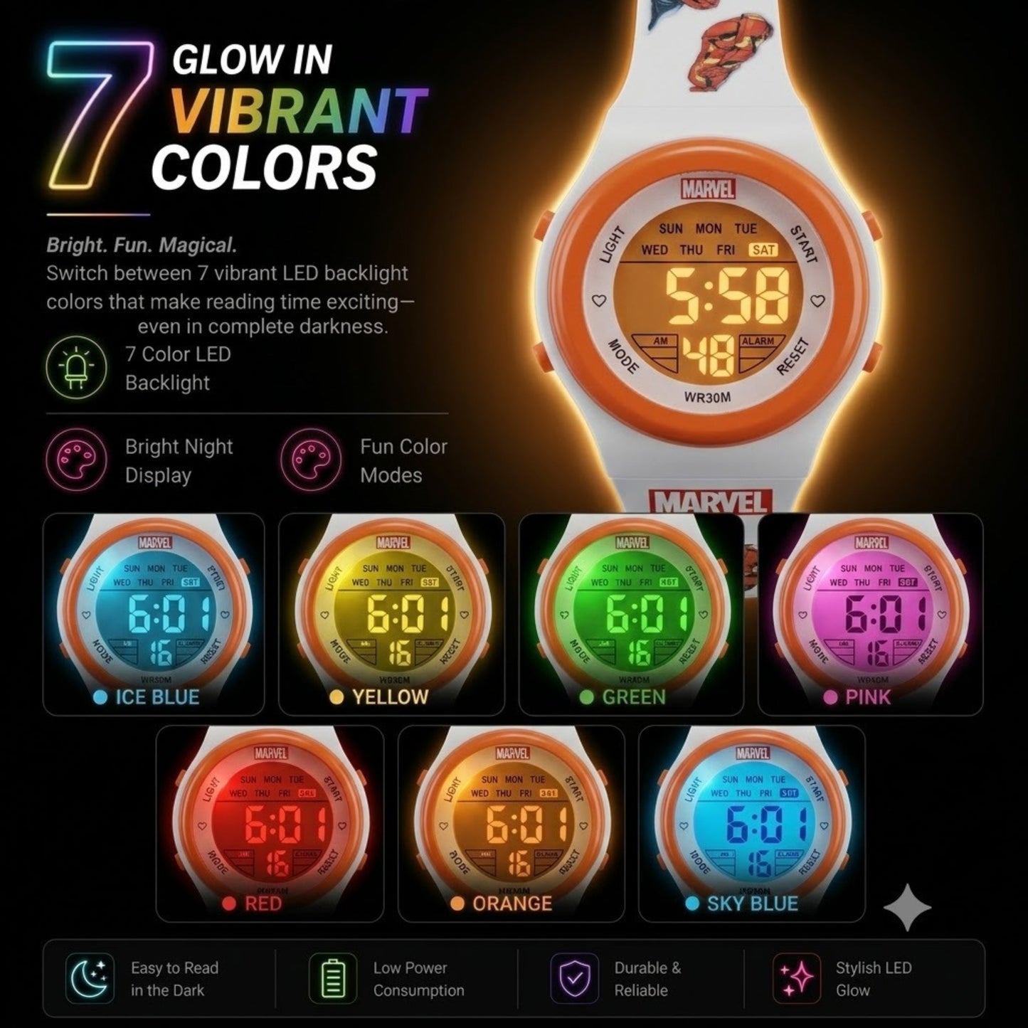 Spiky MB05 Iron Man theme Digital Kids Watch
