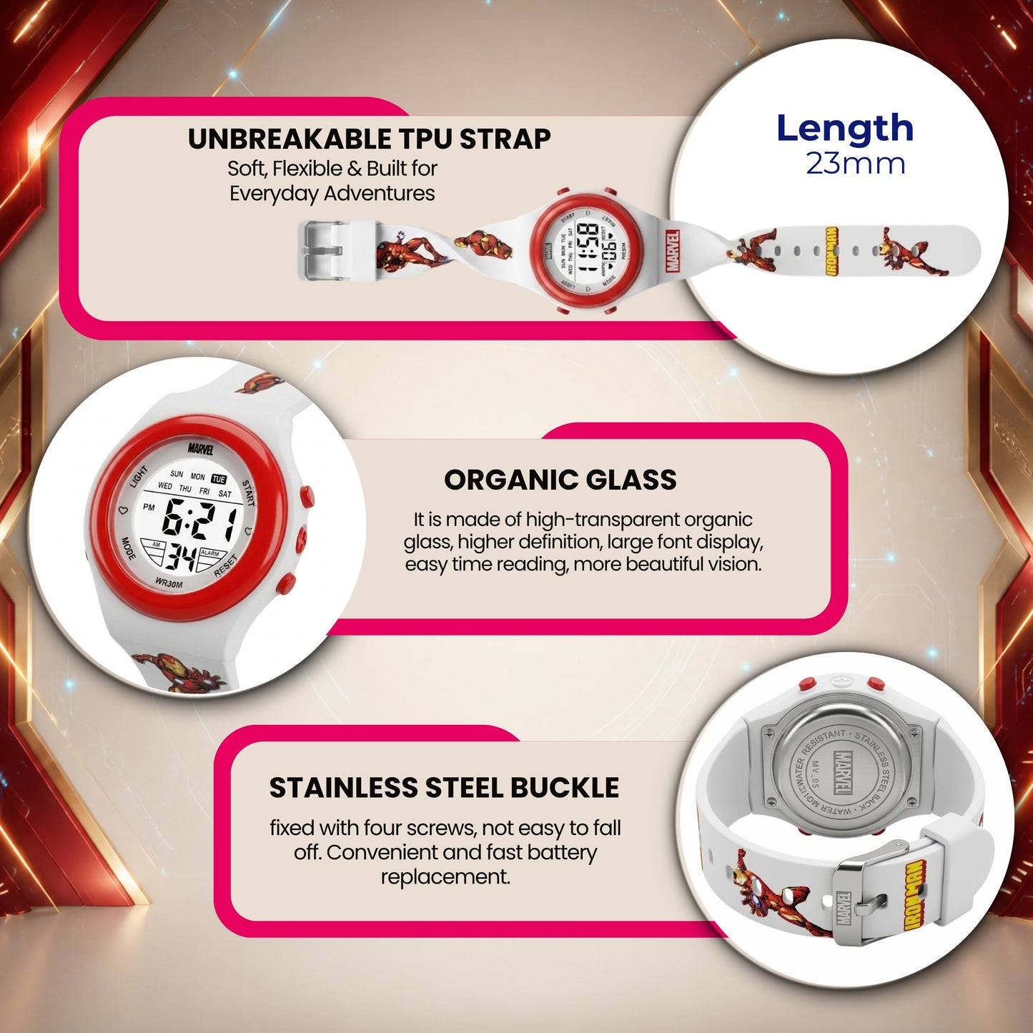 Spiky MB05 Iron Man theme Digital Kids Watch