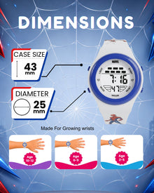 Spiky MB05 Spiderman Theme Digital Kids Watch with 7-Color LED Backlight