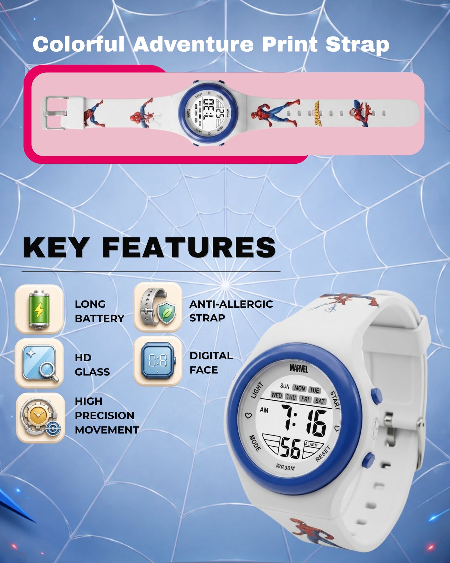 Spiky MB05 Spider Man theme Digital Kids Watch