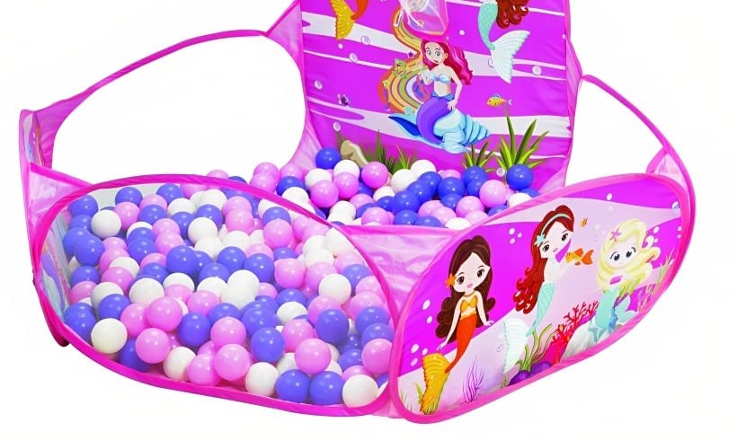 SABIRAT Light Weight Mermaid Ball Pool for Boys and Girls, Foldable with 50 Balls Play Tent for Kids, Activity Ball Pool (Multicolor)