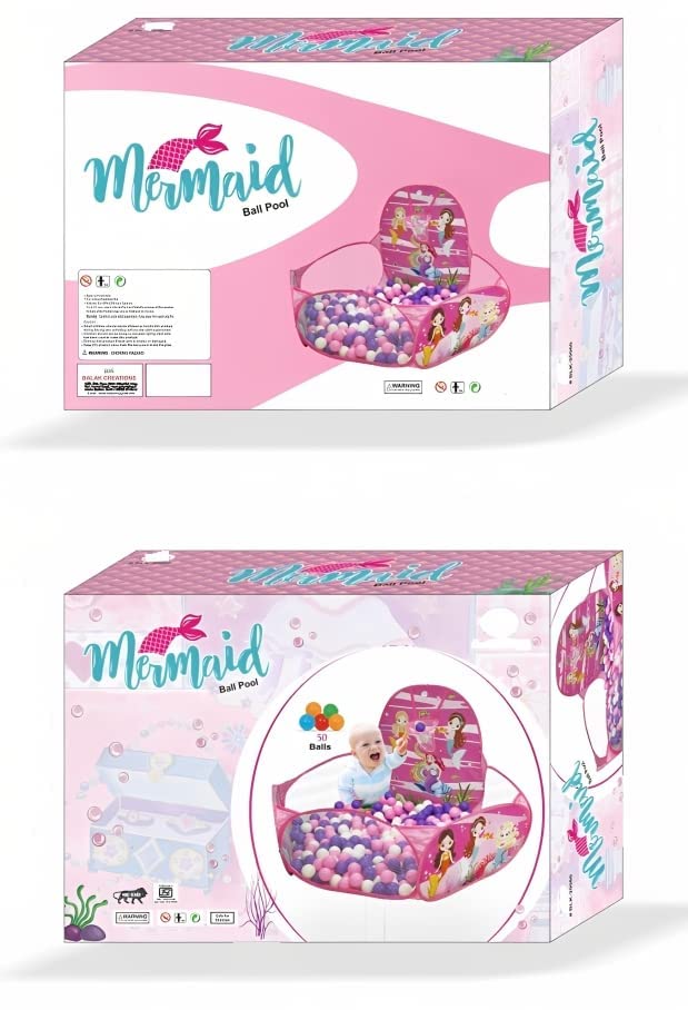 SABIRAT Light Weight Mermaid Ball Pool for Boys and Girls, Foldable with 50 Balls Play Tent for Kids, Activity Ball Pool (Multicolor)