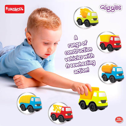 Funskool Giggles - Mini Vehicles-Construction Series Gift Pack of 6 (Combo), Multicolor