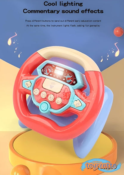 Interactive Educational Musical Steering Wheel Toy – Fun Simulated Driving with Lights, Sounds, and Learning Features for Toddlers & Kids_Red