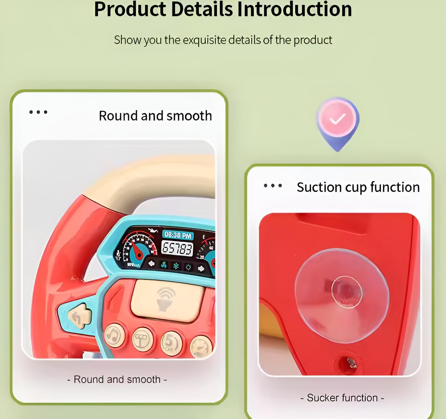 Interactive Educational Musical Steering Wheel Toy – Fun Simulated Driving with Lights, Sounds, and Learning Features for Toddlers & Kids_Red