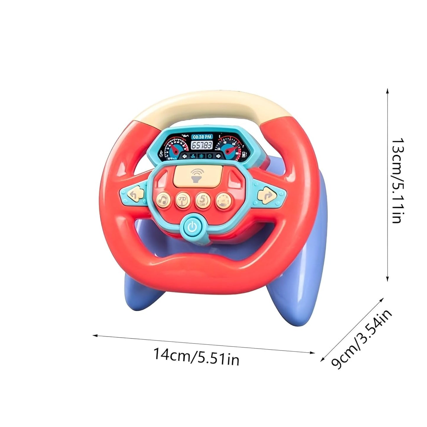 Interactive Educational Musical Steering Wheel Toy – Fun Simulated Driving with Lights, Sounds, and Learning Features for Toddlers & Kids_Red