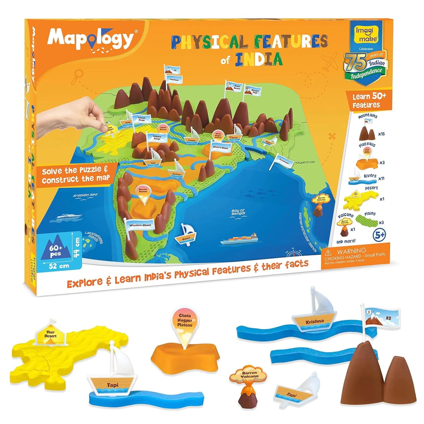 Mapology Physical Features of India– 3D Educational Puzzle Map for Kids