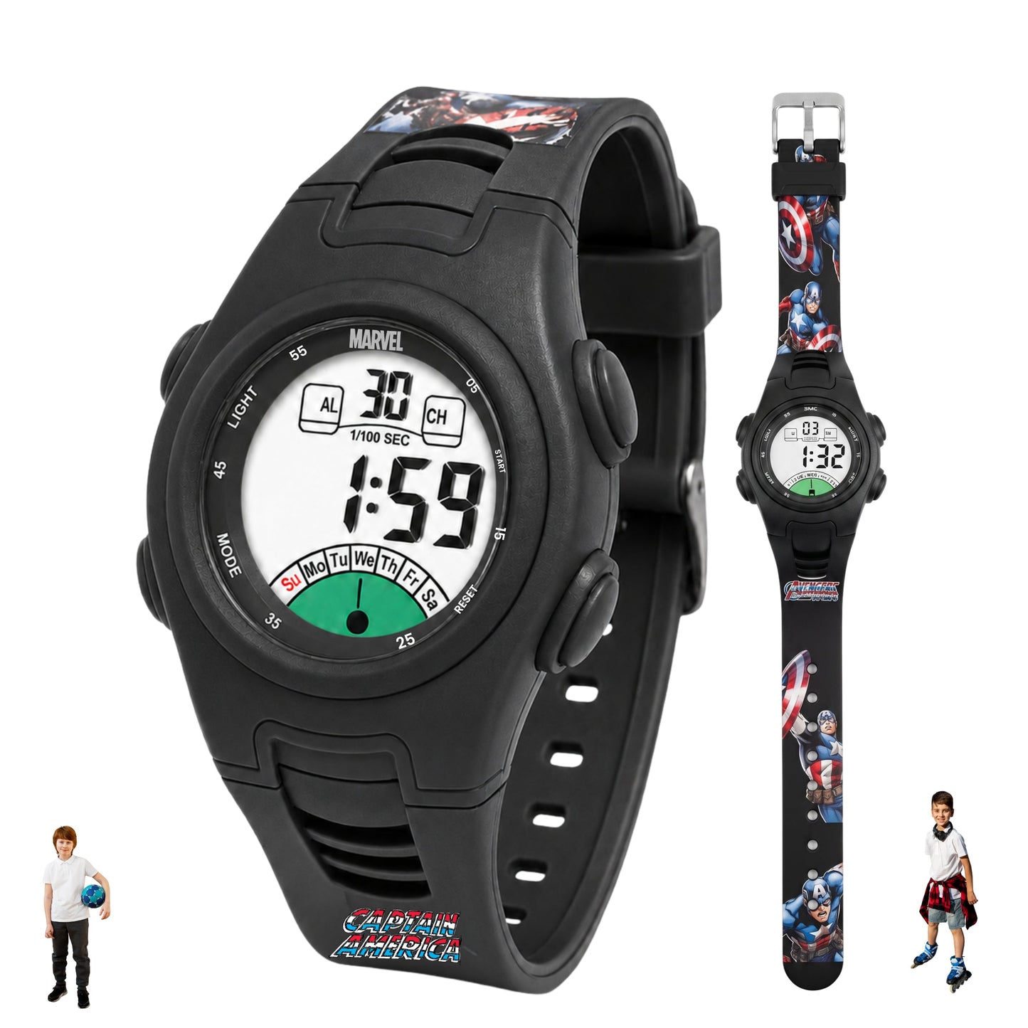 Spiky MV07 Captain America theme Digital Kids Watch