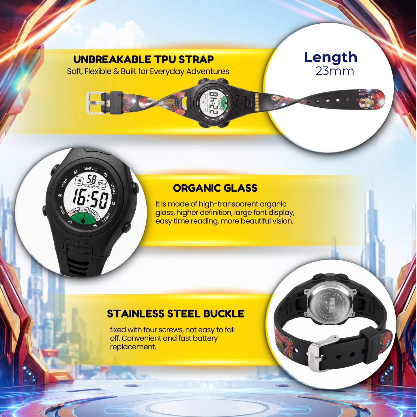 Spiky MV07 Ironman theme Digital Kids Watch