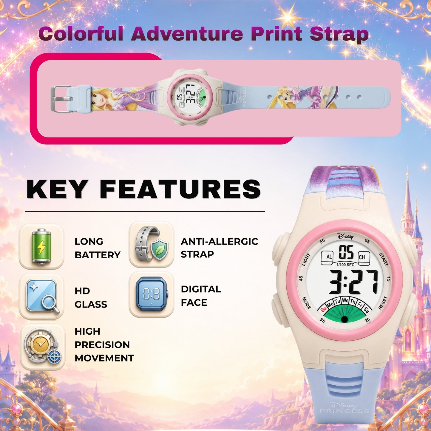 Spiky MV07 Princess theme Digital Kids Watch