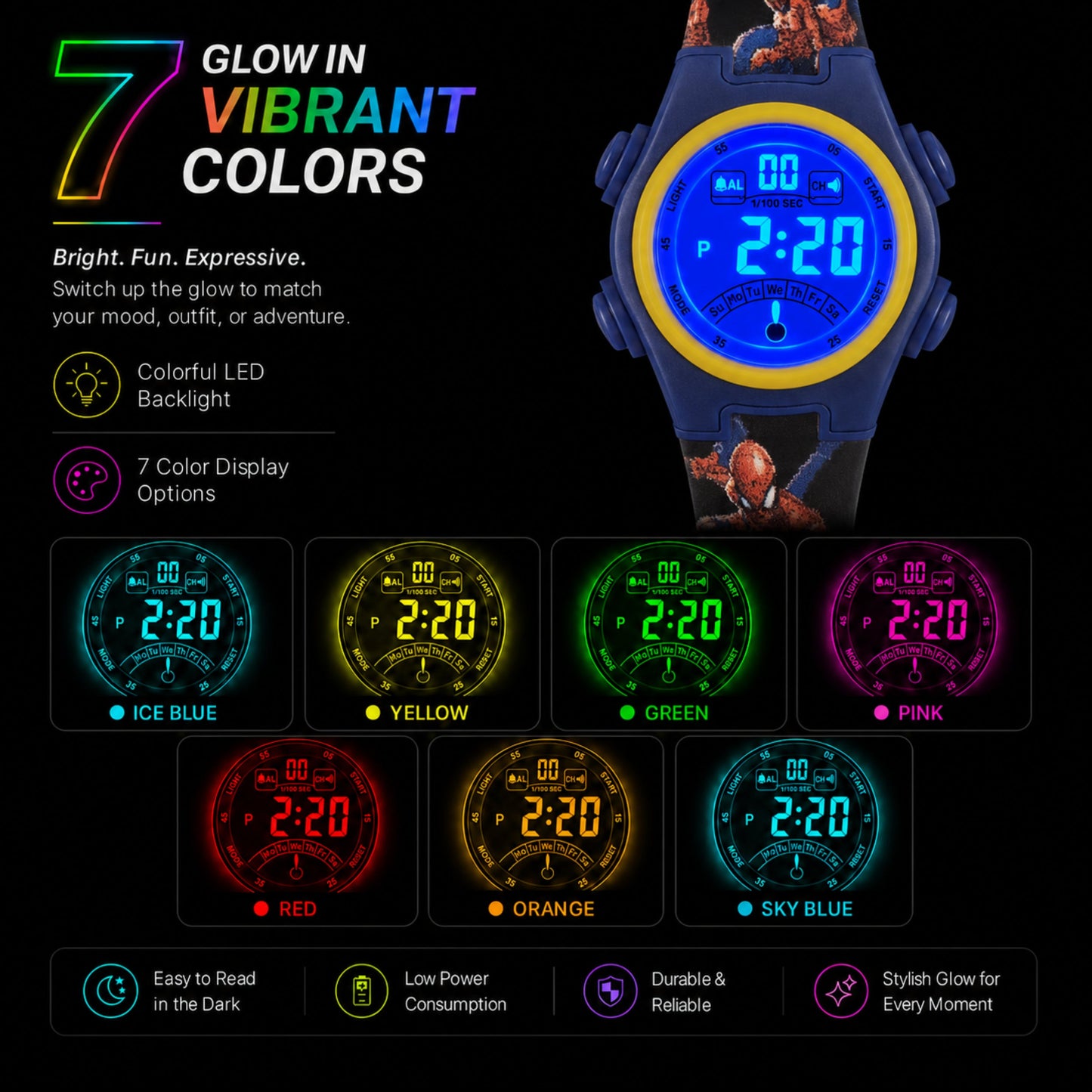 Spiky MV07 Spider Man theme Digital Kids Watch