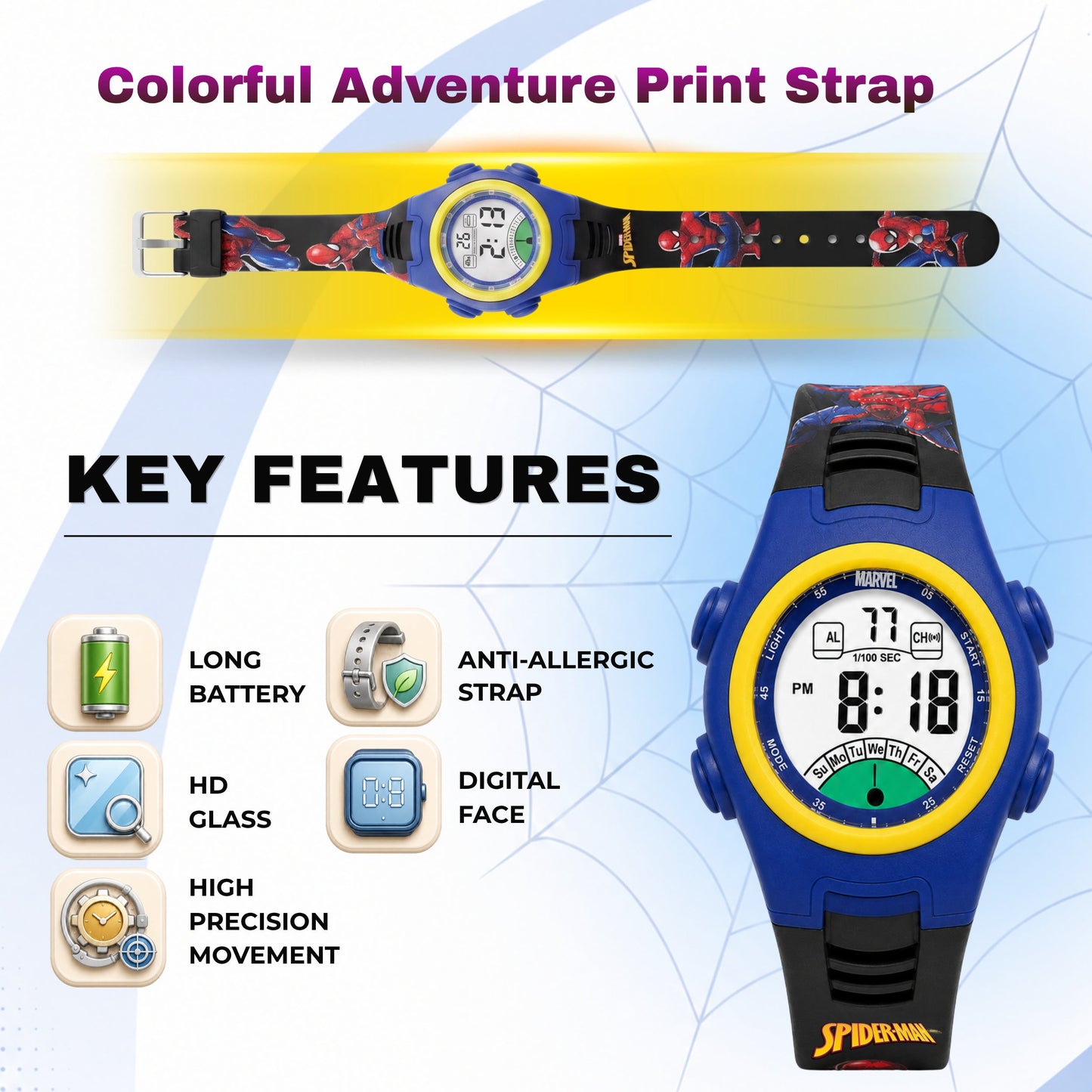 Spiky MV07 Spider Man theme Digital Kids Watch