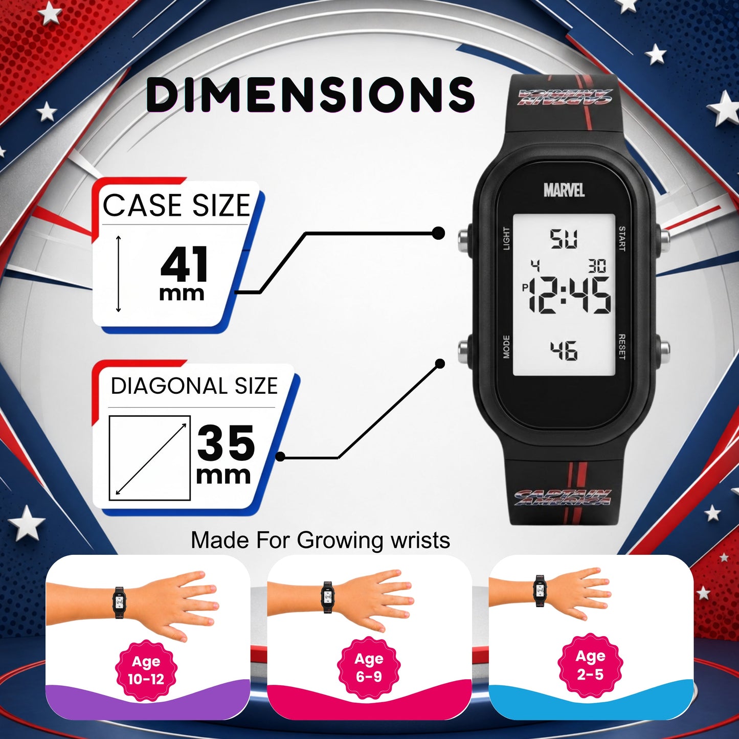 Spiky MV08 Captain America theme Digital Kids Watch