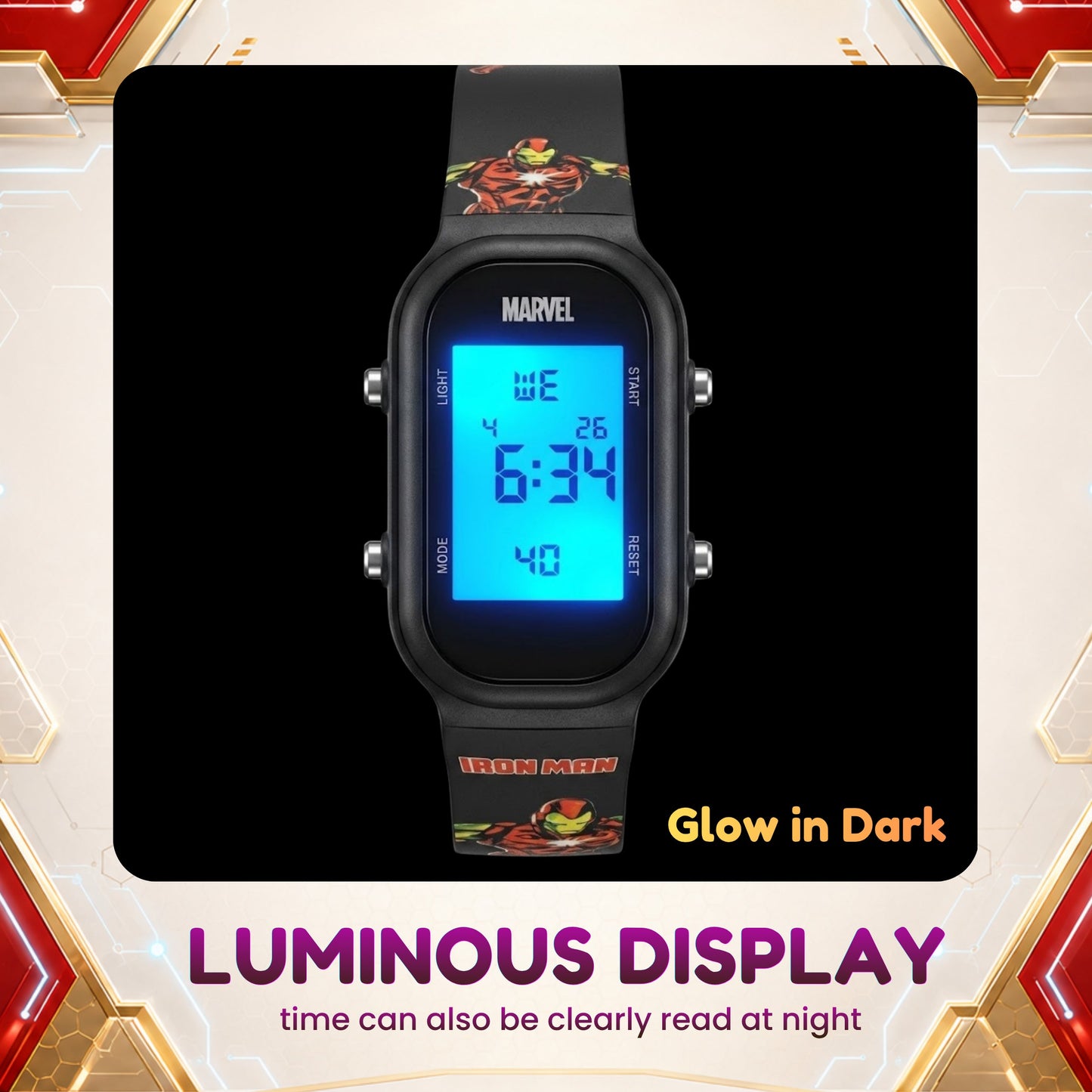 Spiky MV08 Ironman theme Digital Kids Watch