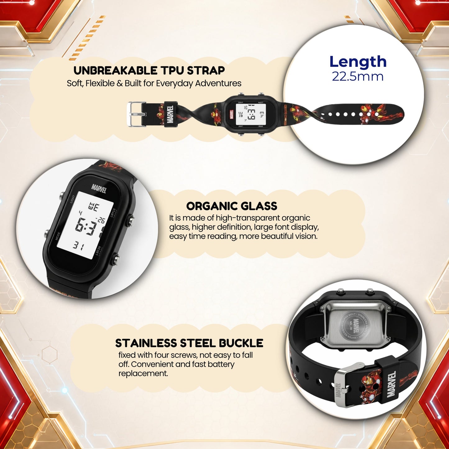 Spiky MV08 Ironman theme Digital Kids Watch