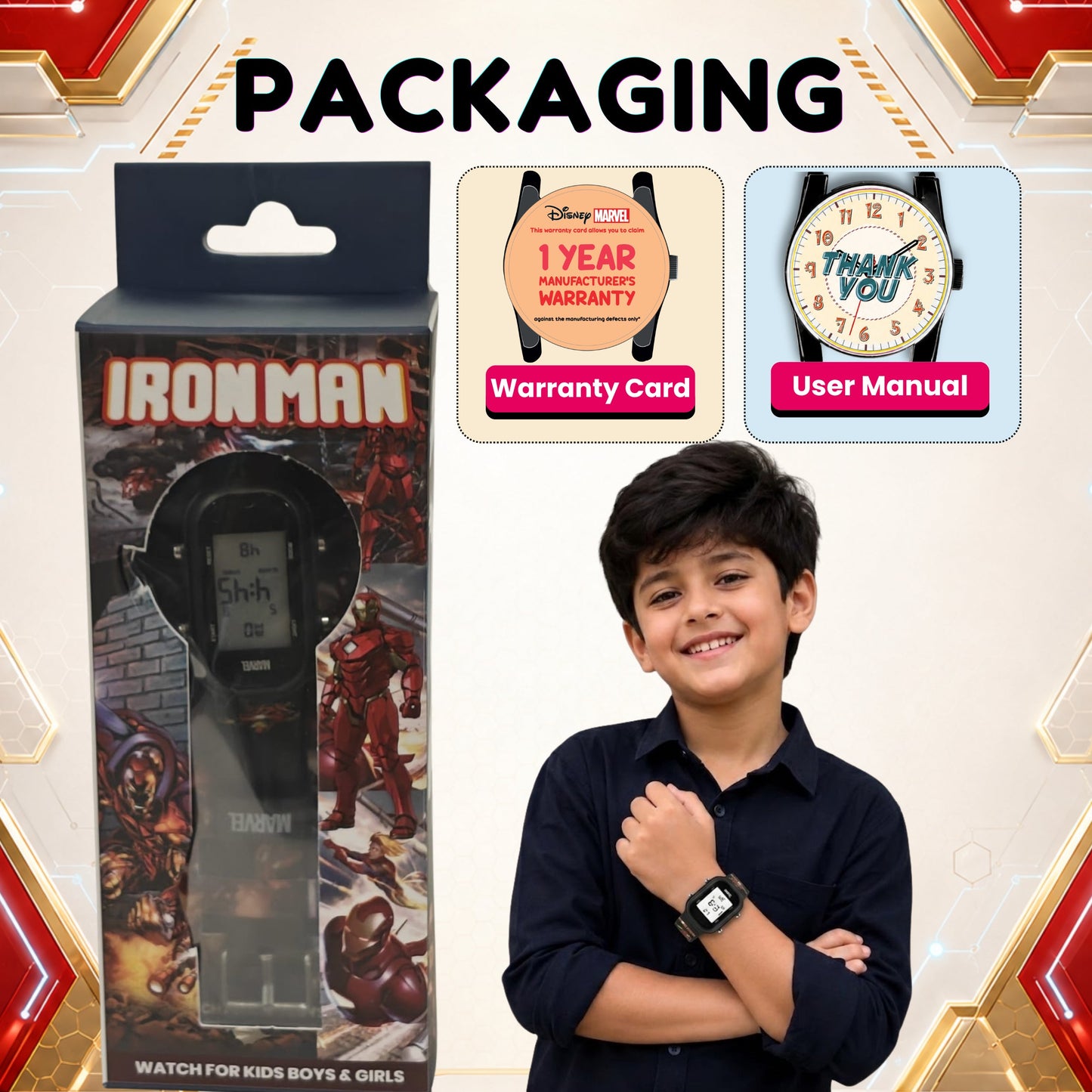 Spiky MV08 Ironman theme Digital Kids Watch