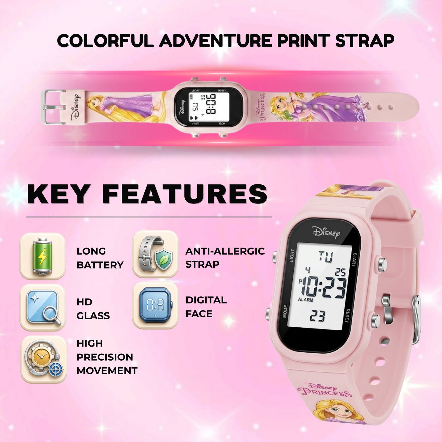 Spiky MV08 Princess theme Digital Kids Watch