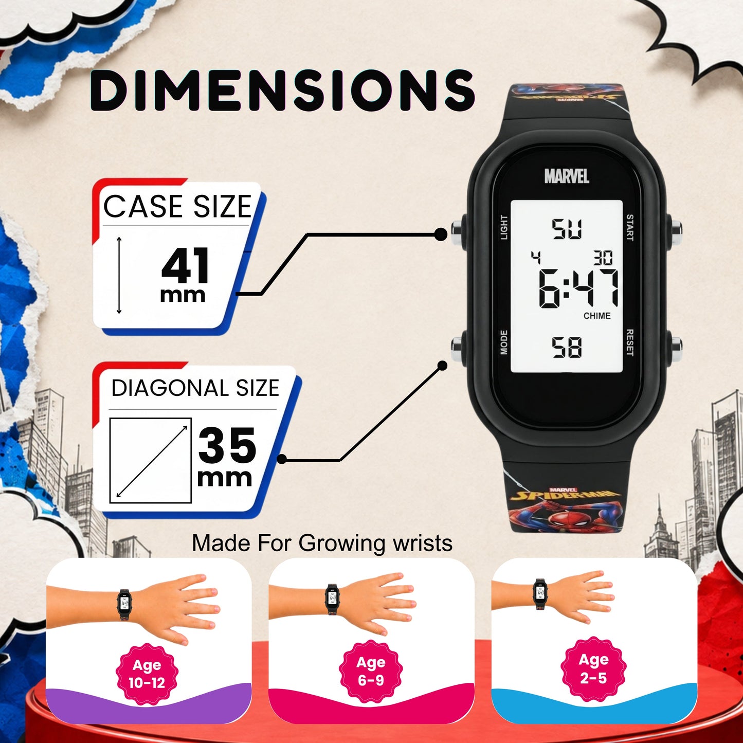 Spiky MV08 Spiderman theme Digital Kids Watch