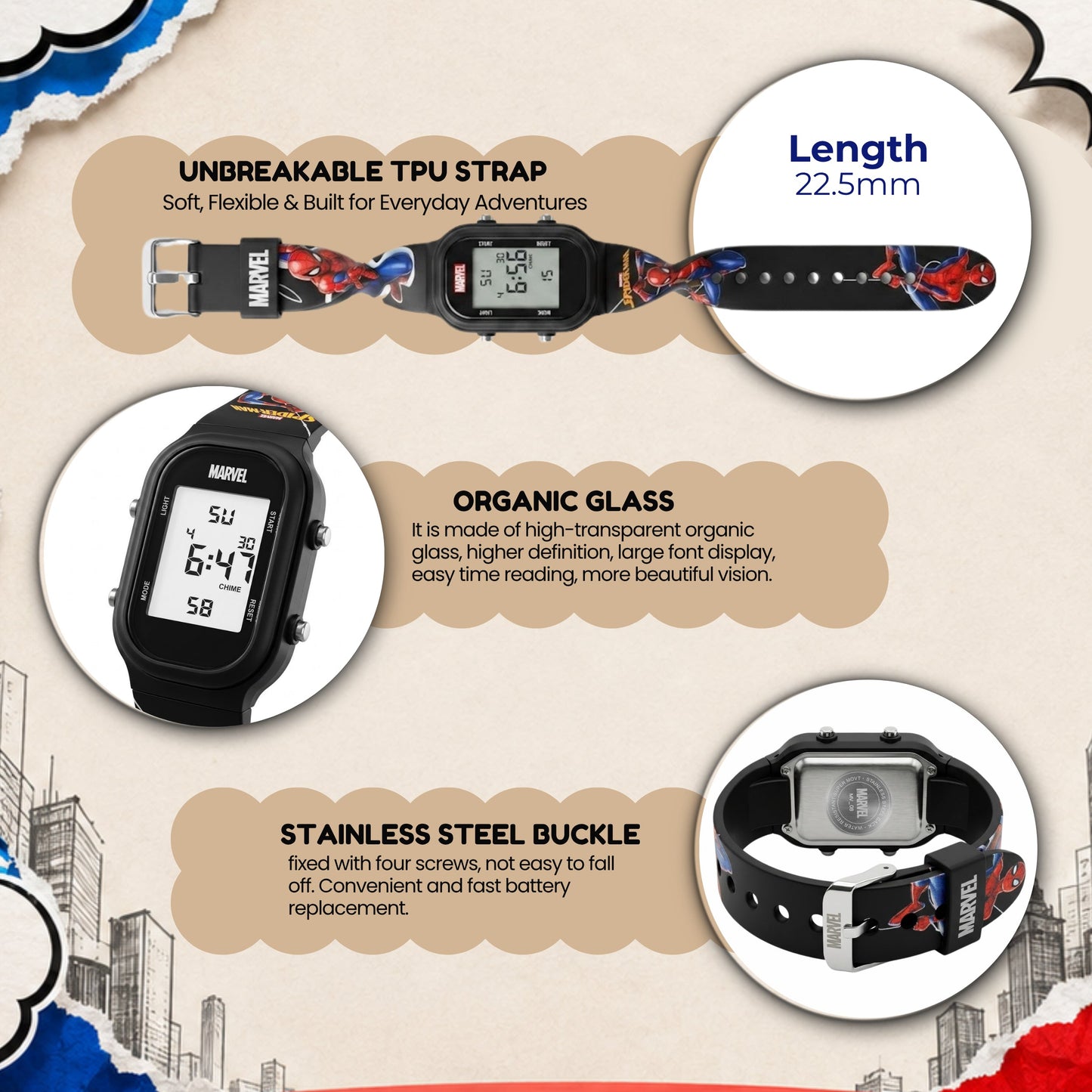 Spiky MV08 Spiderman theme Digital Kids Watch