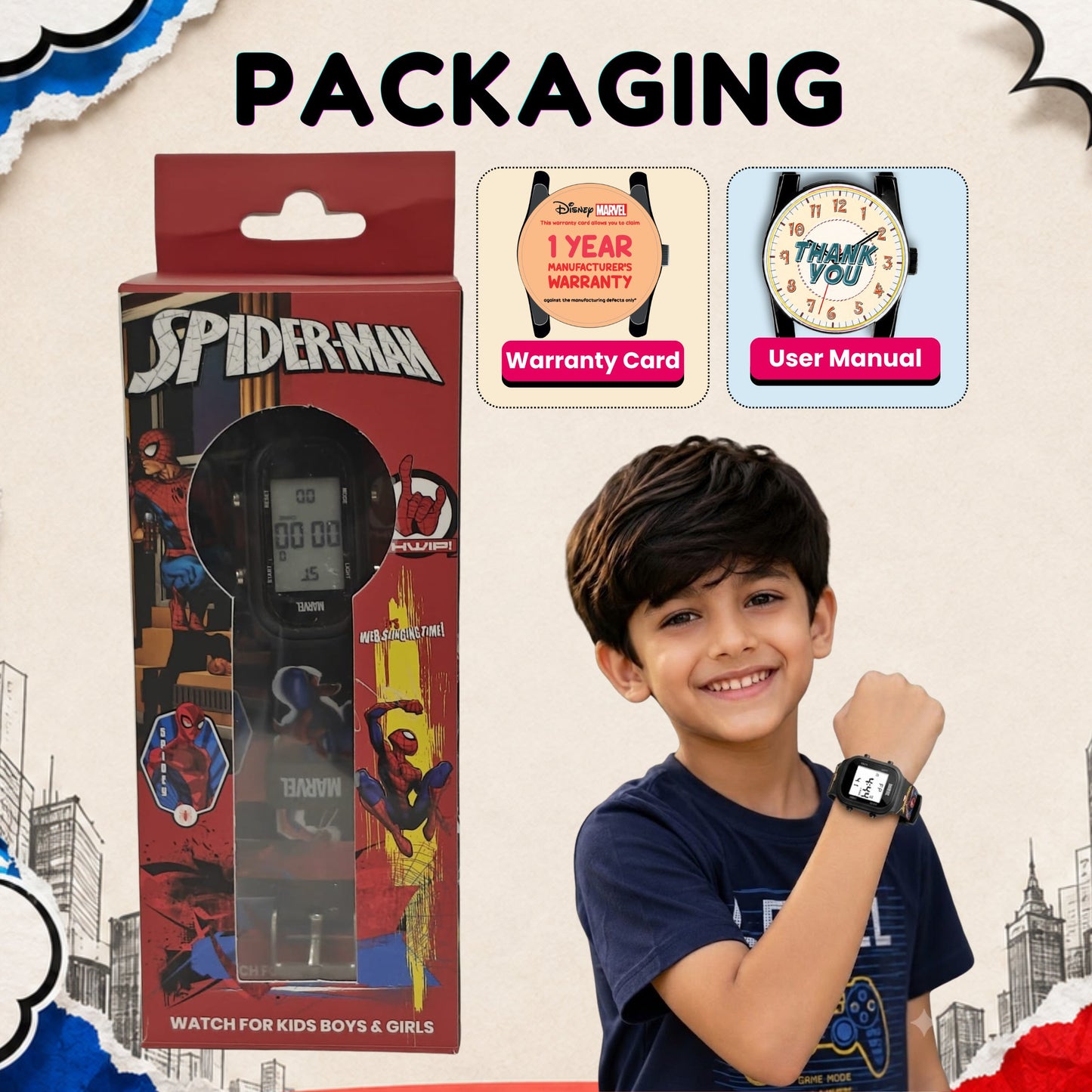 Spiky MV08 Spiderman theme Digital Kids Watch