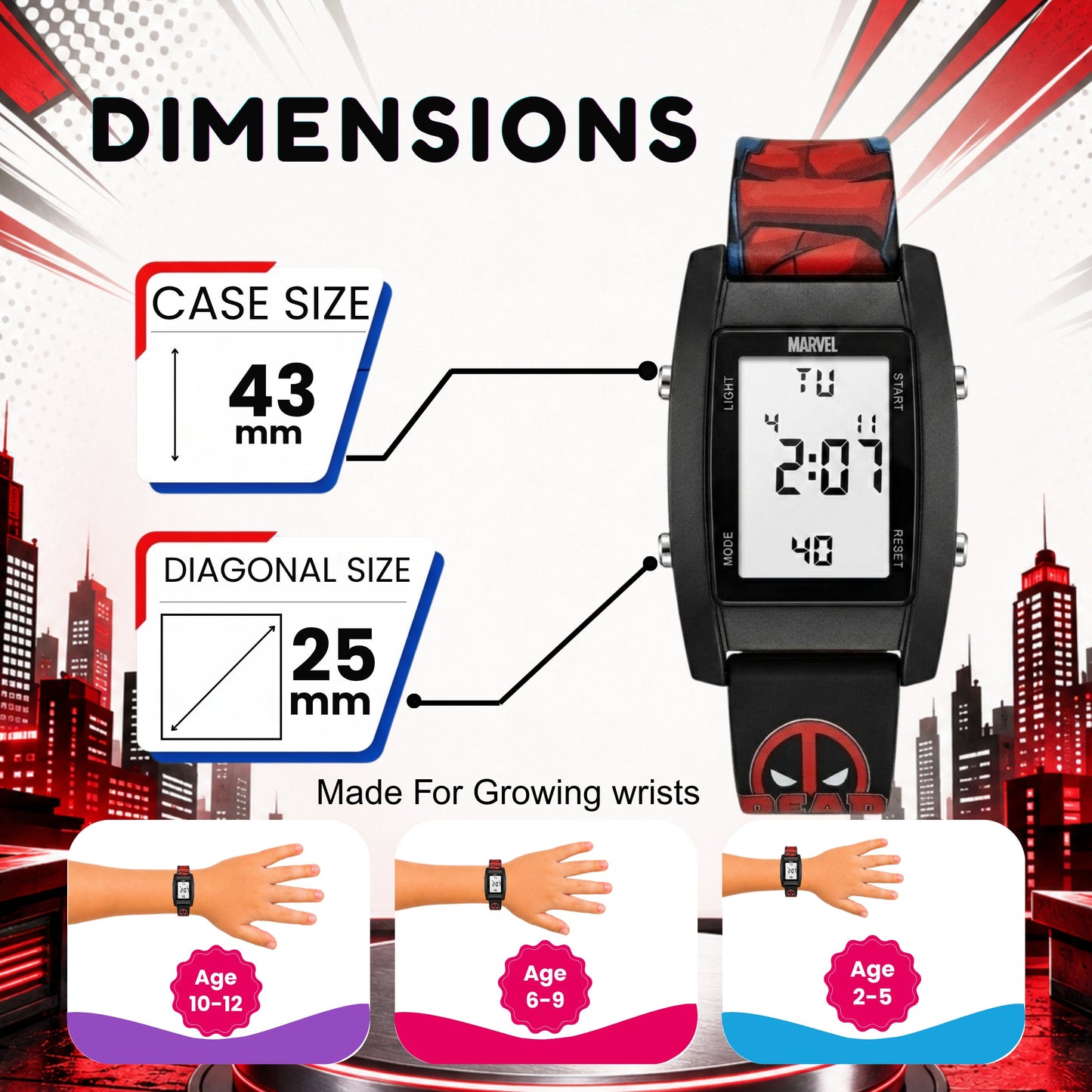 Spiky MV09 Deadpool Digital Watch for Kids