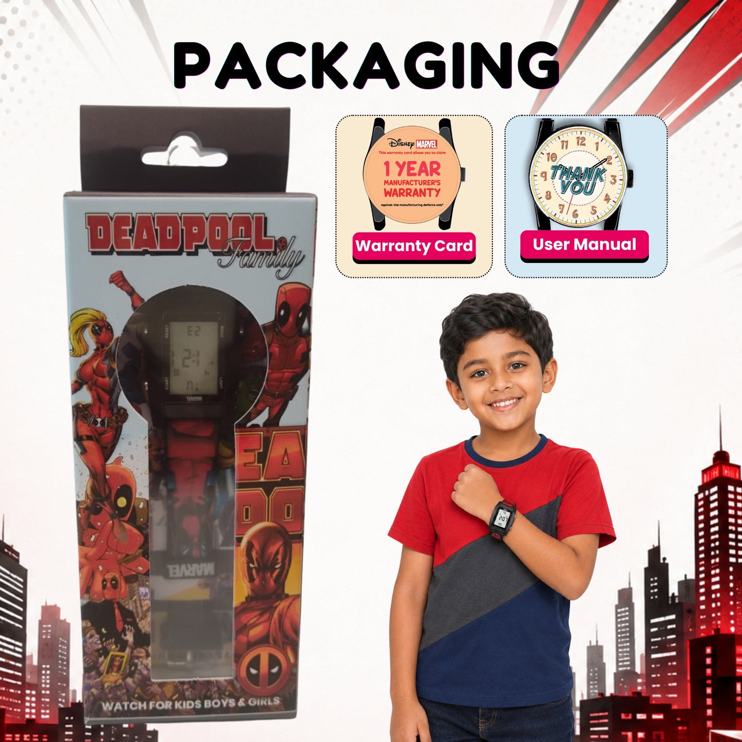 Spiky MV09 Deadpool Digital Watch for Kids