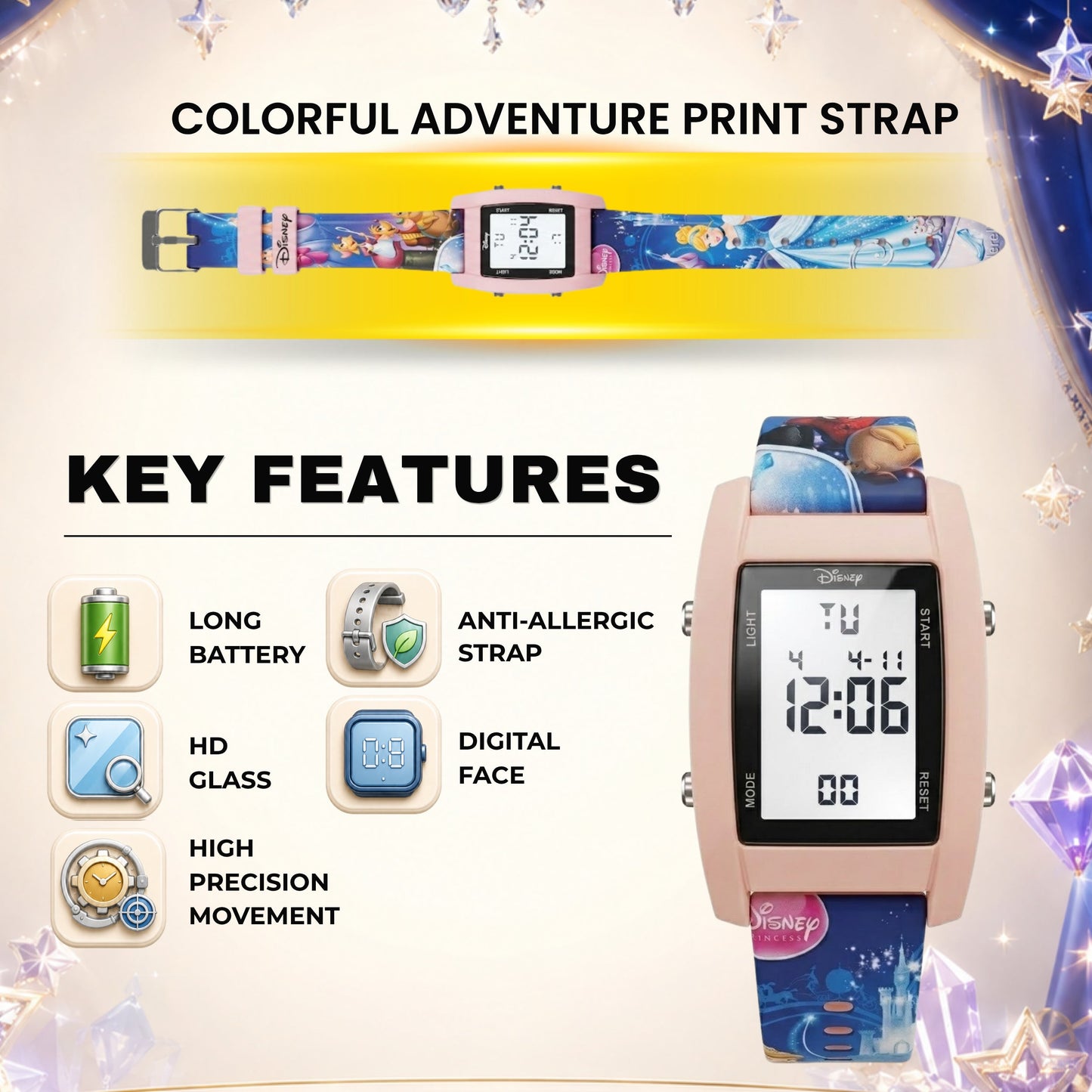 Spiky MV09 Princess Theme Digital Kids Watch