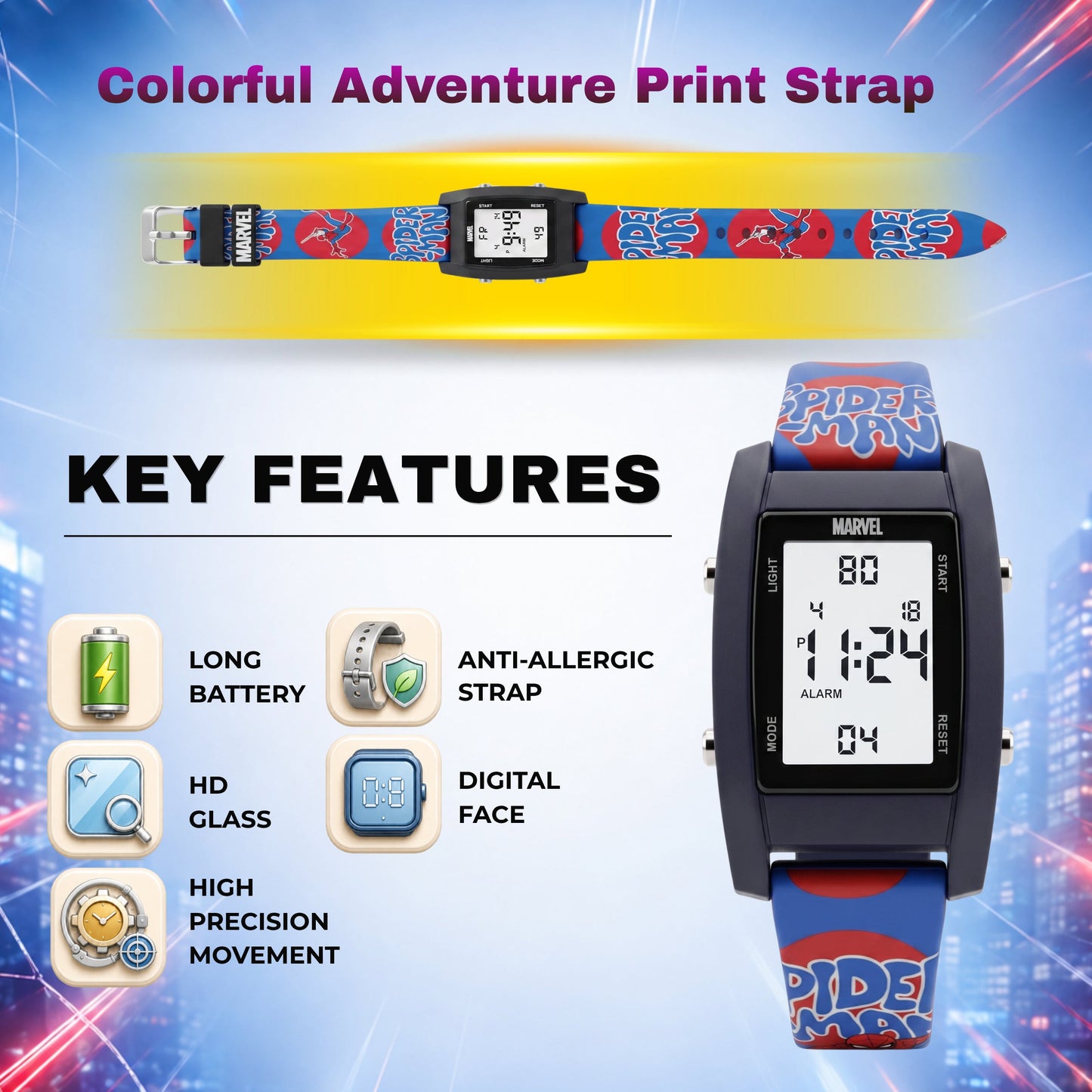 Spiky MV09 Spiderman Digital Watch for Kids