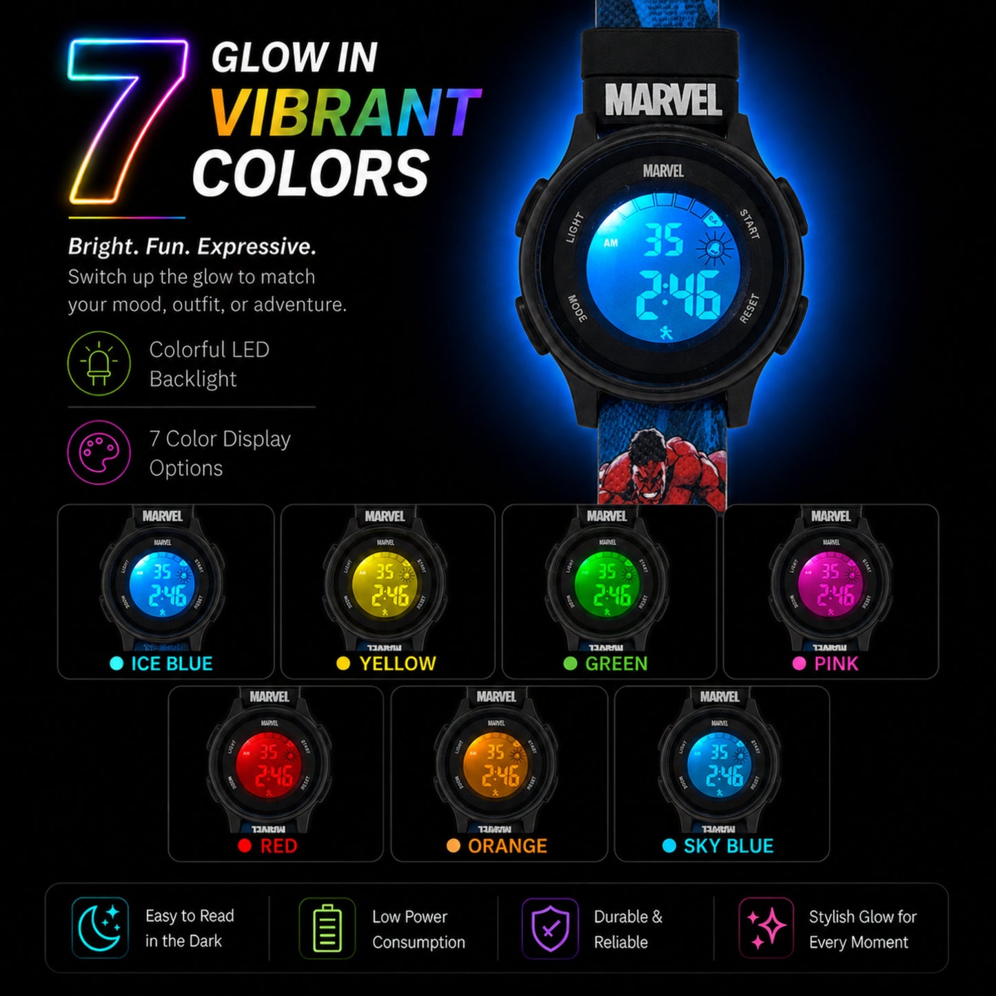 Spiky MV10 Hulk Theme Digital Kids Watch