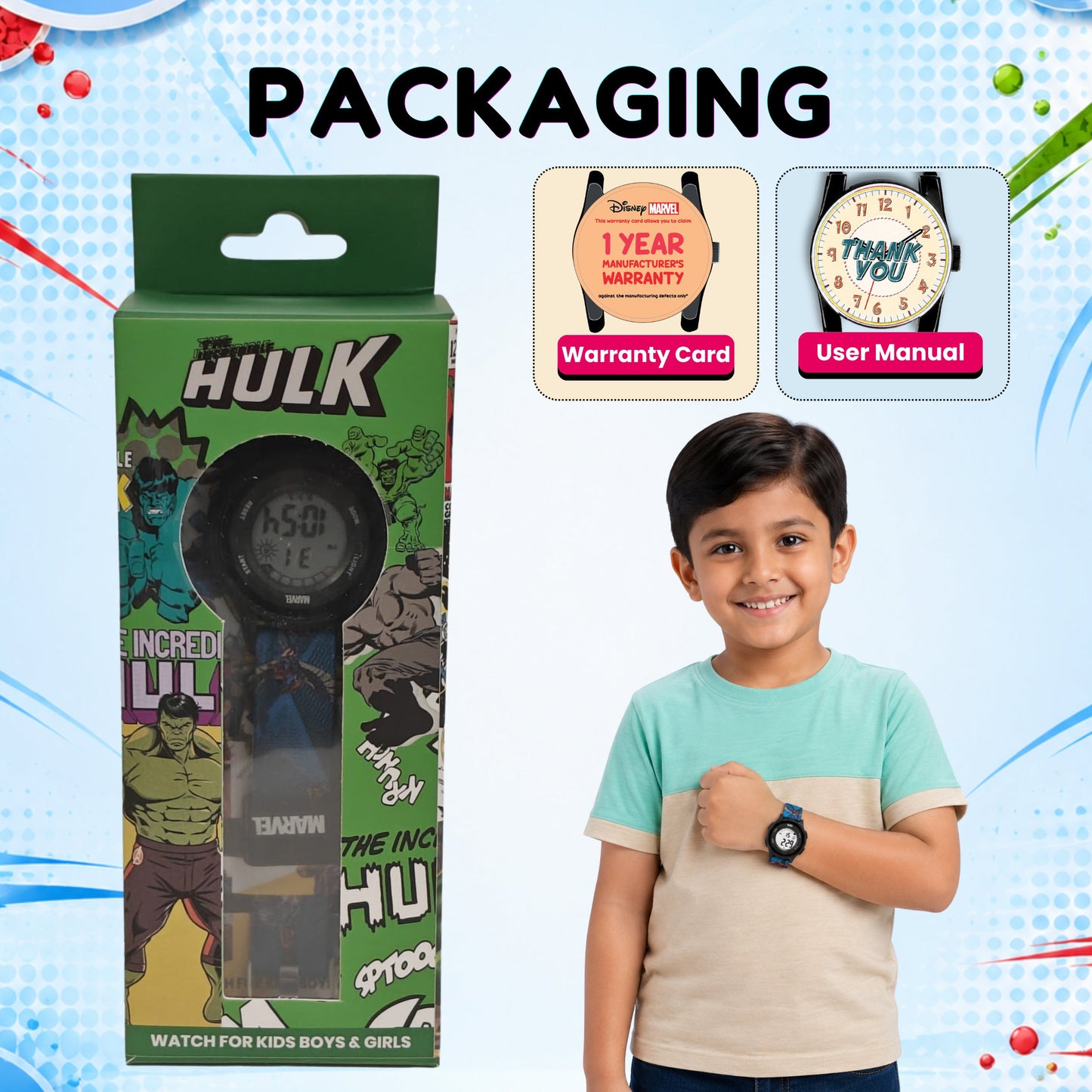 Spiky MV10 Hulk Theme Digital Kids Watch
