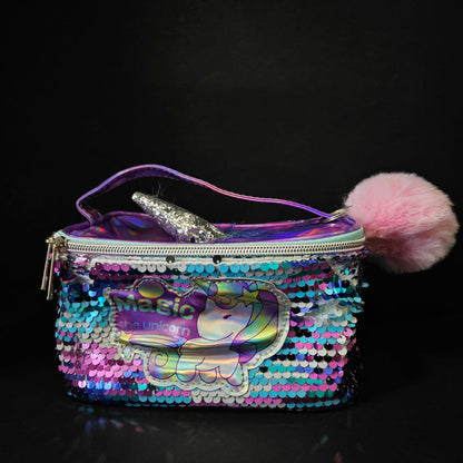 Magic Unicorn Sequin Cosmetic Pouch with Horn