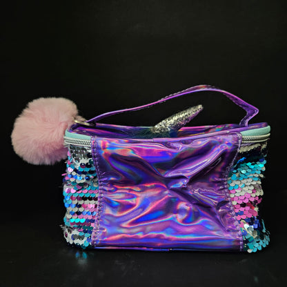 Magic Unicorn Sequin Cosmetic Pouch with Horn