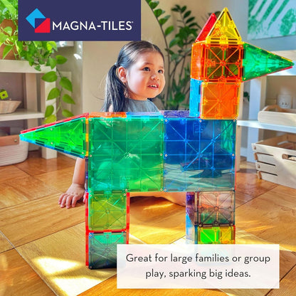 Magna-Tiles Magnetic Building Toys,Clear Colors Set,Multi Color (100 Pieces)