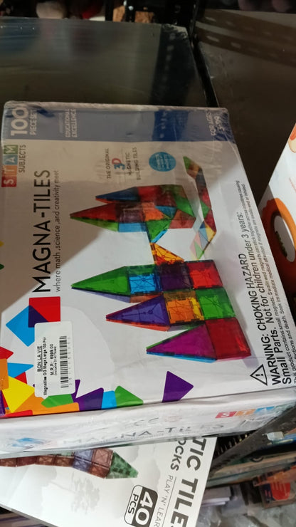 Magna-Tiles Magnetic Building Toys,Clear Colors Set,Multi Color (100 Pieces)