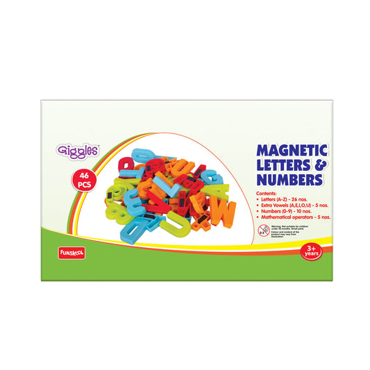 Funskool Giggles -Magnetic Letters & Numbers, 46 pcs Magnetic Letters and Numbers, Educational Toy, Preschool Toy, 3 Years and Above, Multicolor