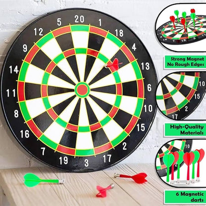 Magnetic Dart Board with 6 Darts, 33 cm Diameter