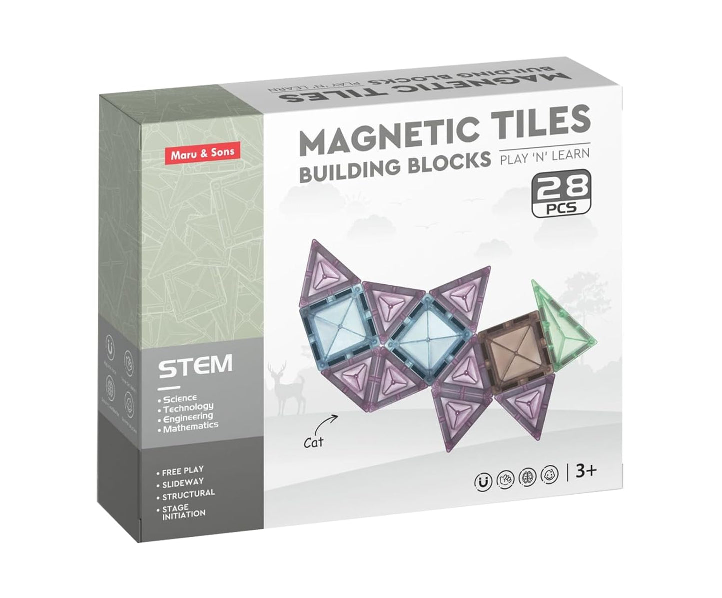 Magnetic Tiles Building Blocks 28 Pcs STEM Learning Toy