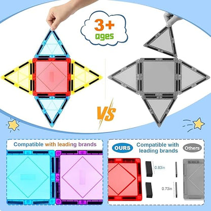 Magnetic Blocks for Kids Tiles, Magneticc Blocks for Kidss, Constructing & Learning Builder Educational Kids Magnetic Game (Magnetic Tiles 40)