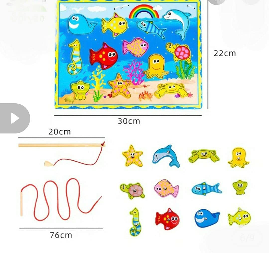 Maestro Magnetic Wooden Fishing & Lacing Board Game — 3-in-1 (8+ Months)