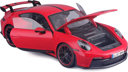 Maisto - 1/18 Scale Model Compatible with Porsche 911 GT3 RS 2023 Premium Edition (Red) Sports Car Miniature Collectible Model