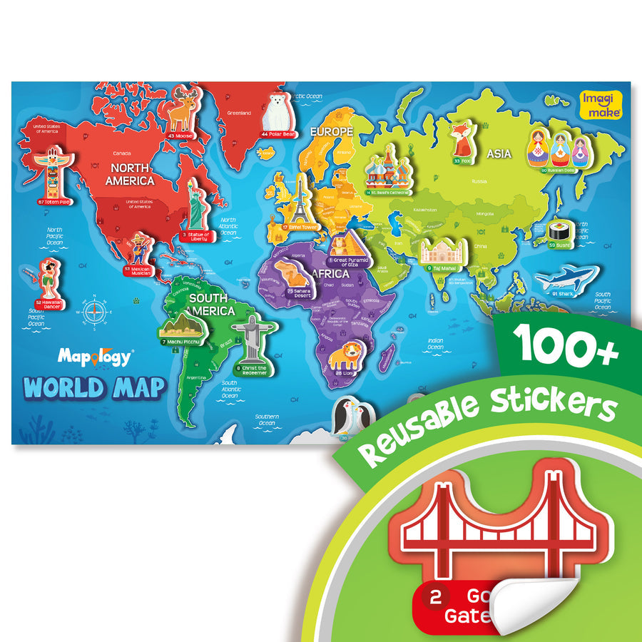 Mapology Imagimake World Map 100 + stikers