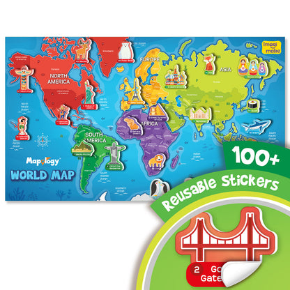 Mapology Imagimake World Map 100 + stikers