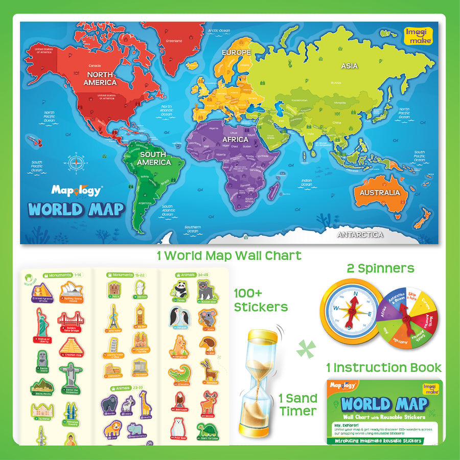 Mapology Imagimake World Map 100 + stikers
